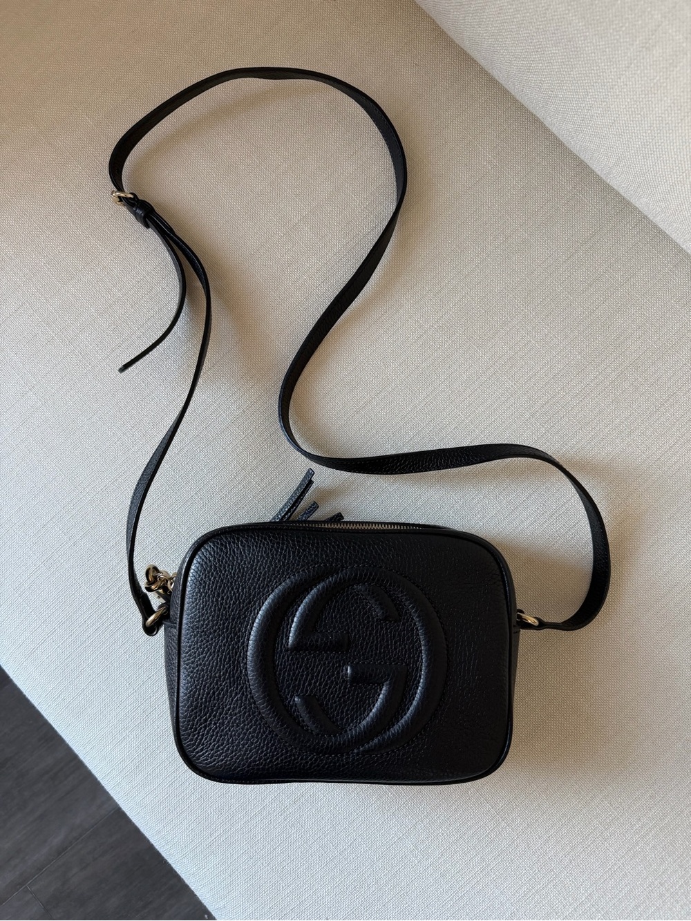 Gucci Black Pebbled Leather Crossbody Camera Bag